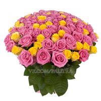 101 роза : желтая + розовая