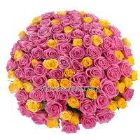 101 роза : желтая + розовая