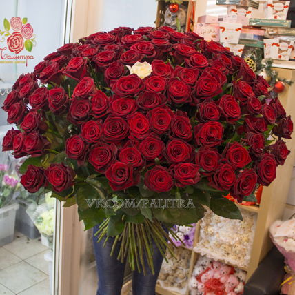 Букет 101 роза «Гран-при» 90см по лучшим ценам с доставкой по Москве