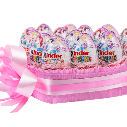 Сердечко с 15 киндер-сюрпризами розовое