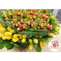 201 тюльпан в форме сердца в корзине