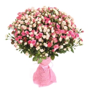51 кустовая роза: нежно-розовые + розовые