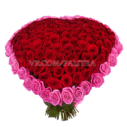 Букет в форме сердца из 101 розы